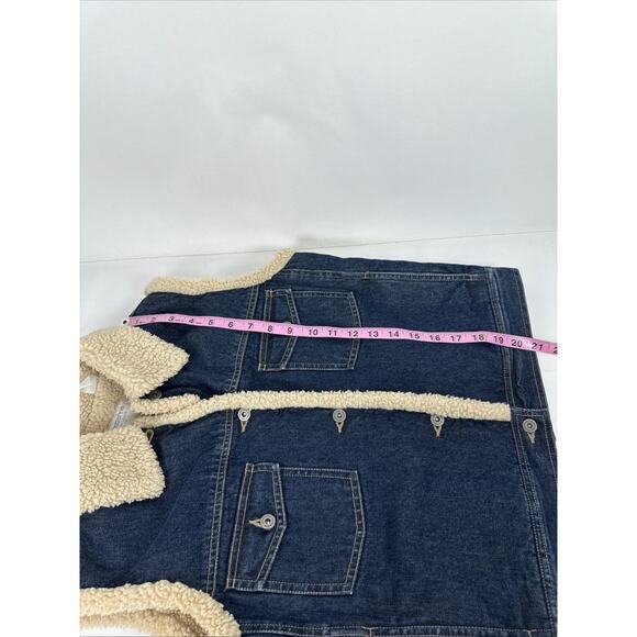 Vintage Liz Claiborne Denim Sherpa Vest Petite Medium - Picture 8 of 8